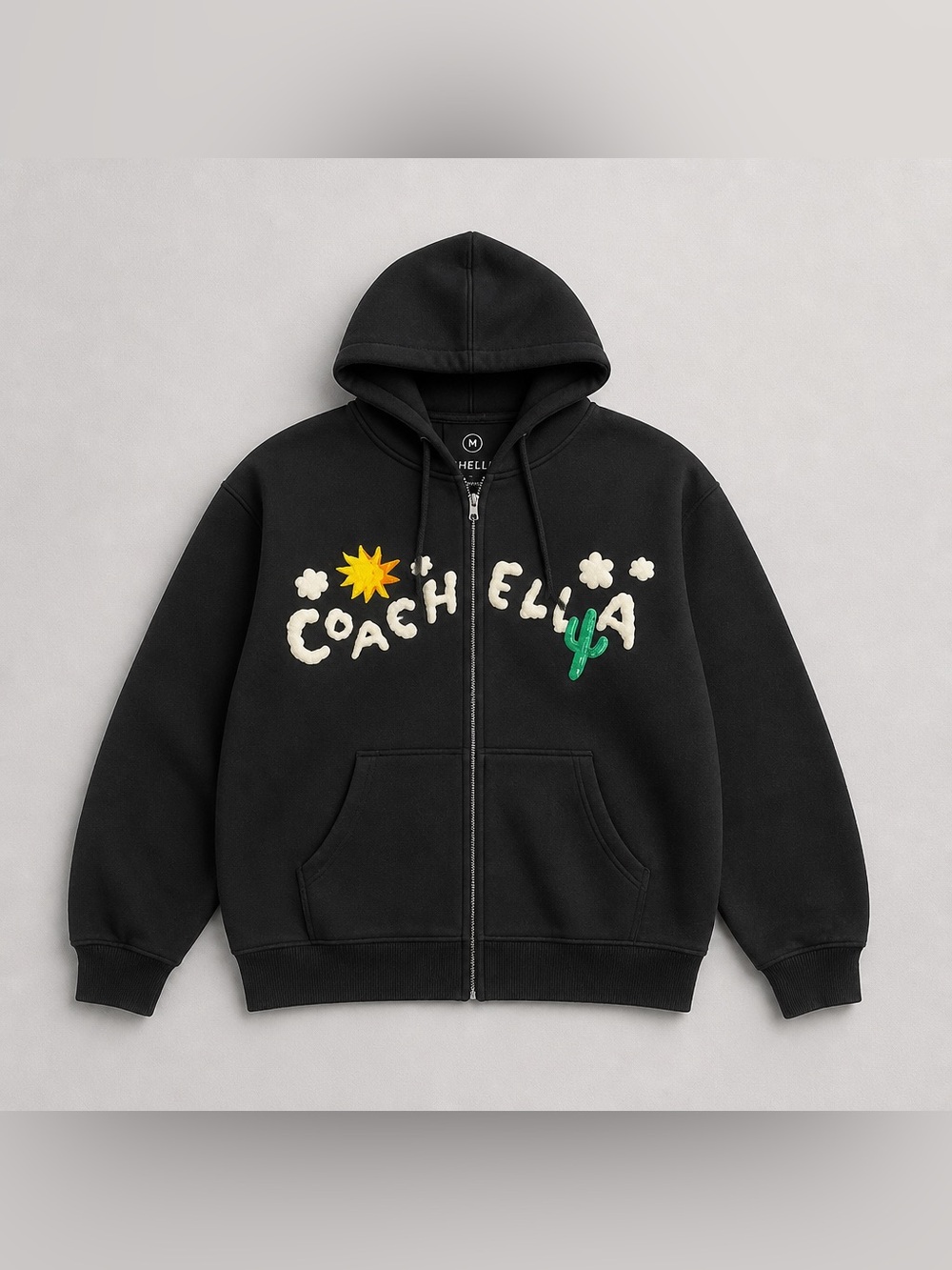 Coachella 2023 Men’s Black Hoodie Zip-Up With Line-Up M